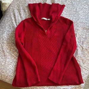 Liz Claiborne Women's Red Zipper Pullover Sweater Size Large